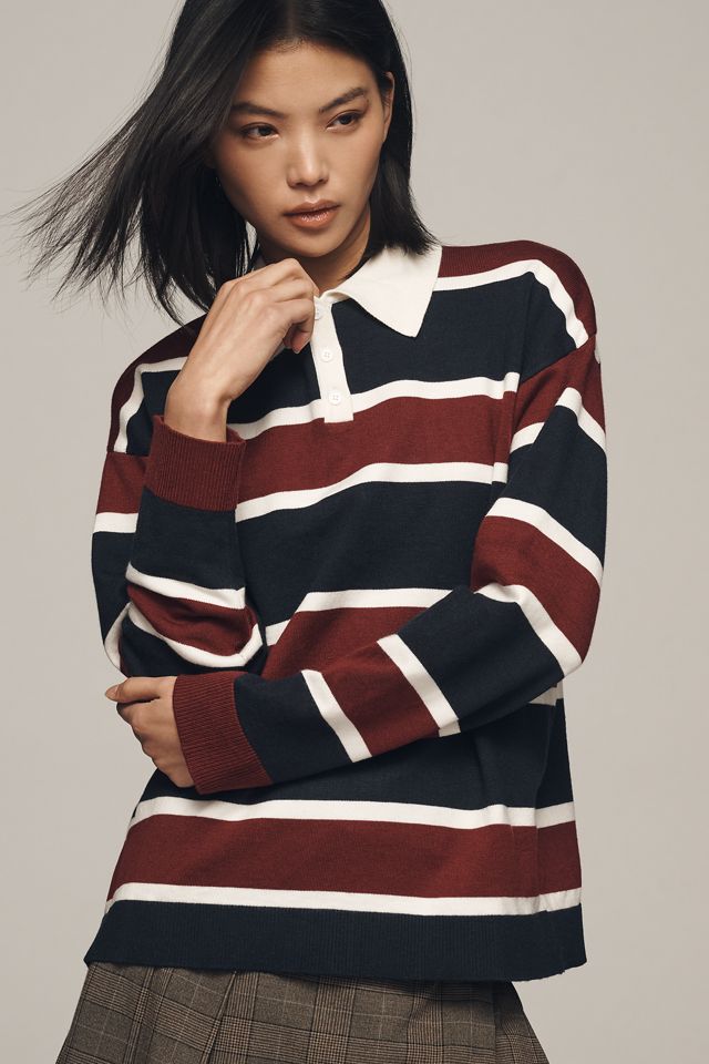 Grey Lab Striped Polo Sweater #2
