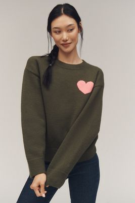 English Factory Heart Icon Long-Sleeve Crew-Neck Sweater