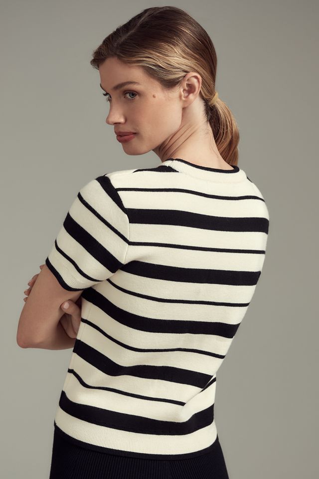 English Factory Short-Sleeve Striped Knit Sweater #1