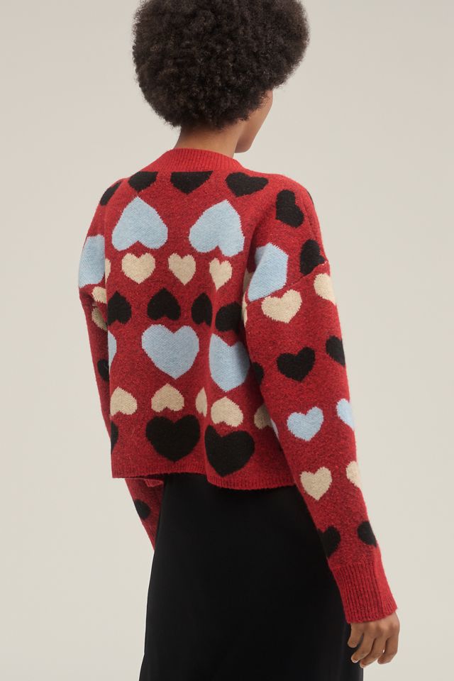 English Factory Crew-Neck Heart Icon Cardigan Sweater #2