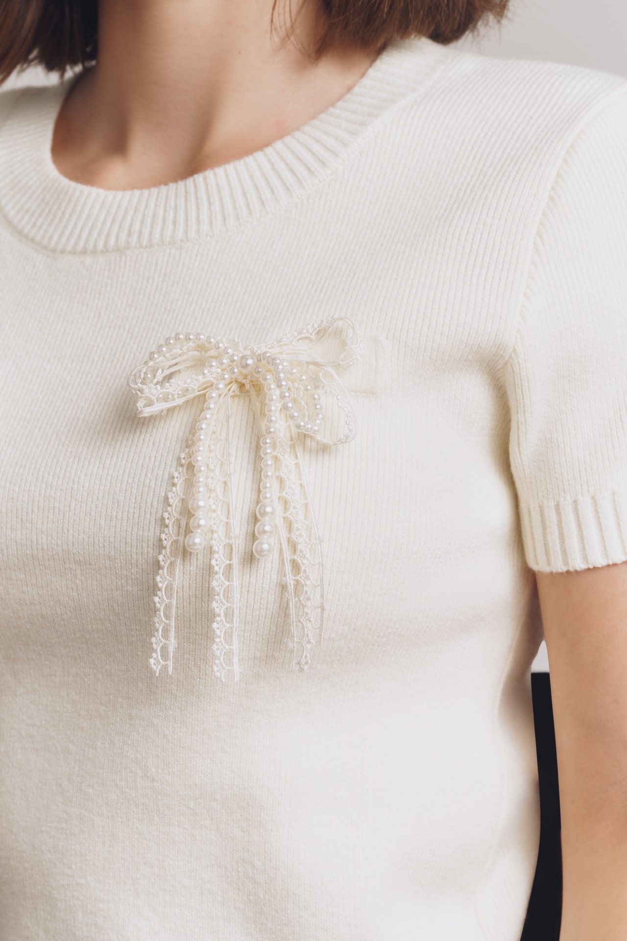 English Factory Short-Sleeve 3D Bow Sweater
