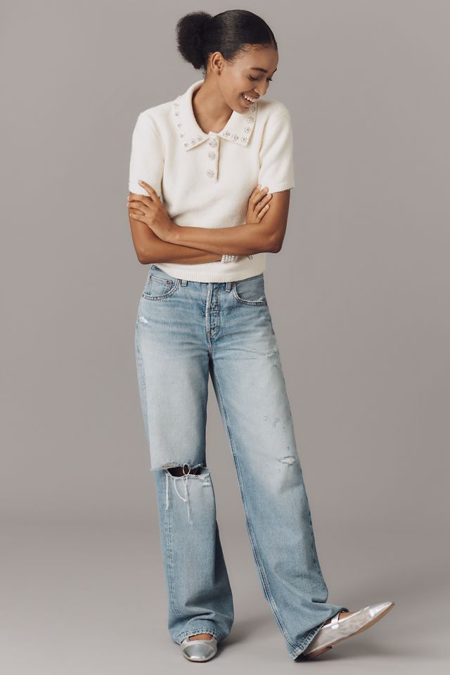 English Factory Short-Sleeve Embellished Polo Sweater #2