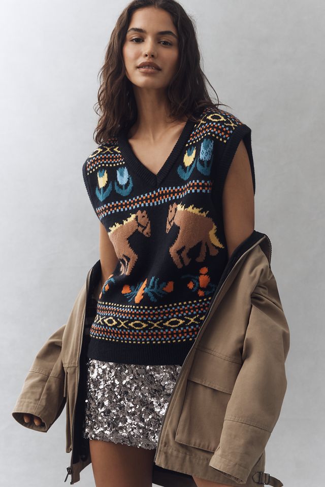 English Factory V-Neck Horse Icon Sweater Vest #1