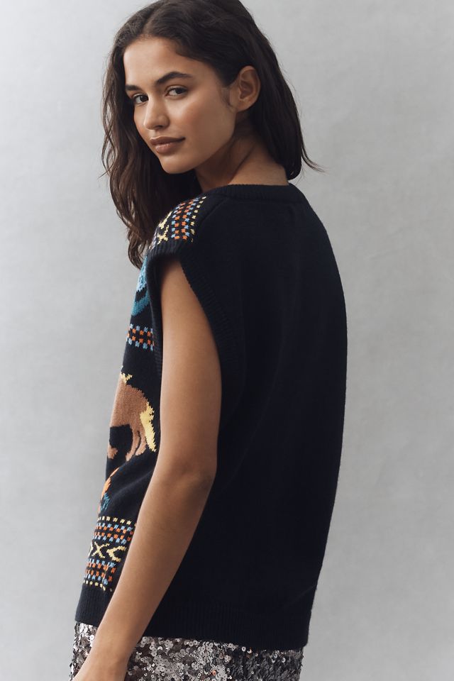 English Factory V-Neck Horse Icon Sweater Vest #2