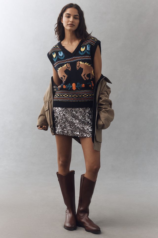 English Factory V-Neck Horse Icon Sweater Vest #3