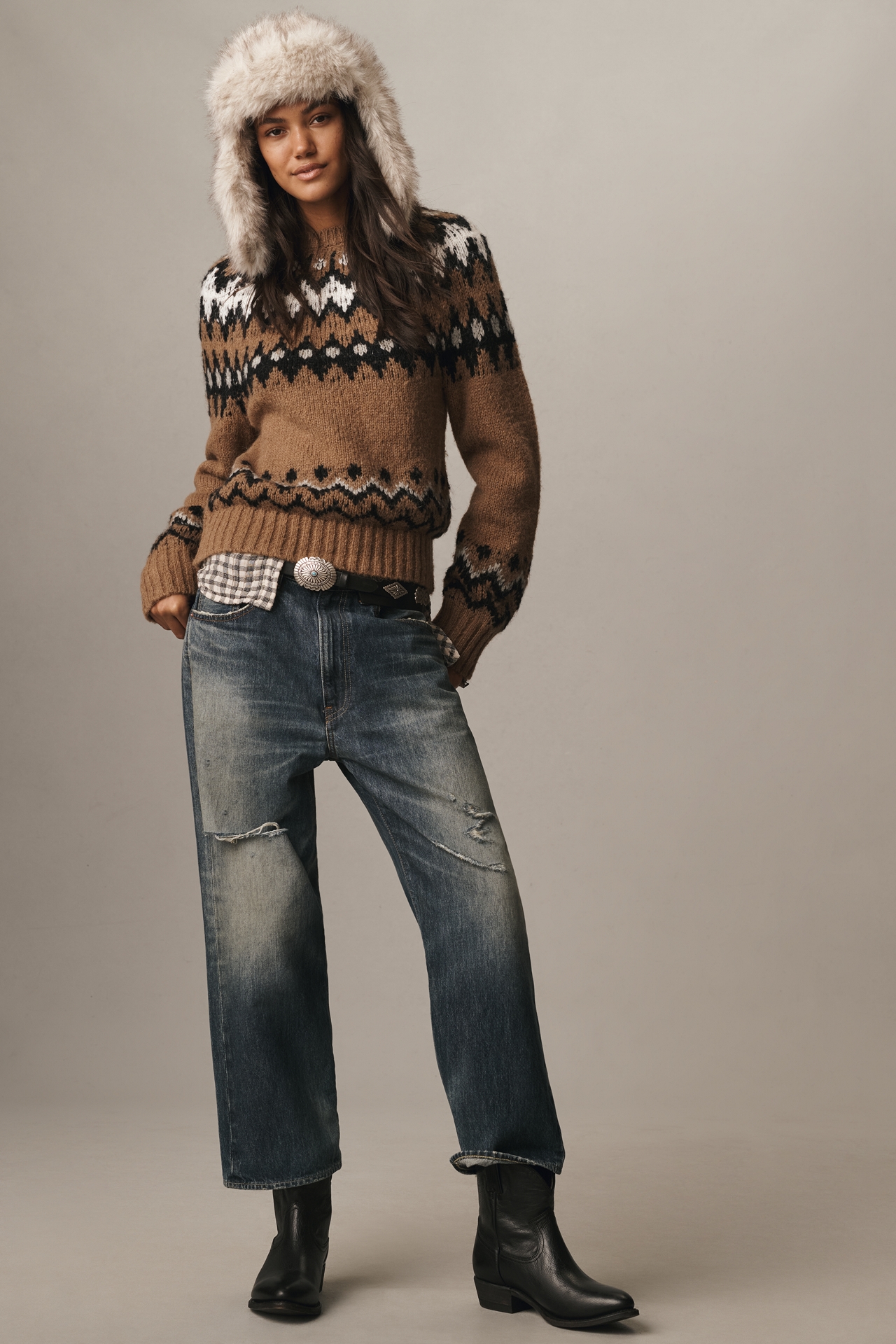 English Factory Mock-Neck Fairisle Sweater