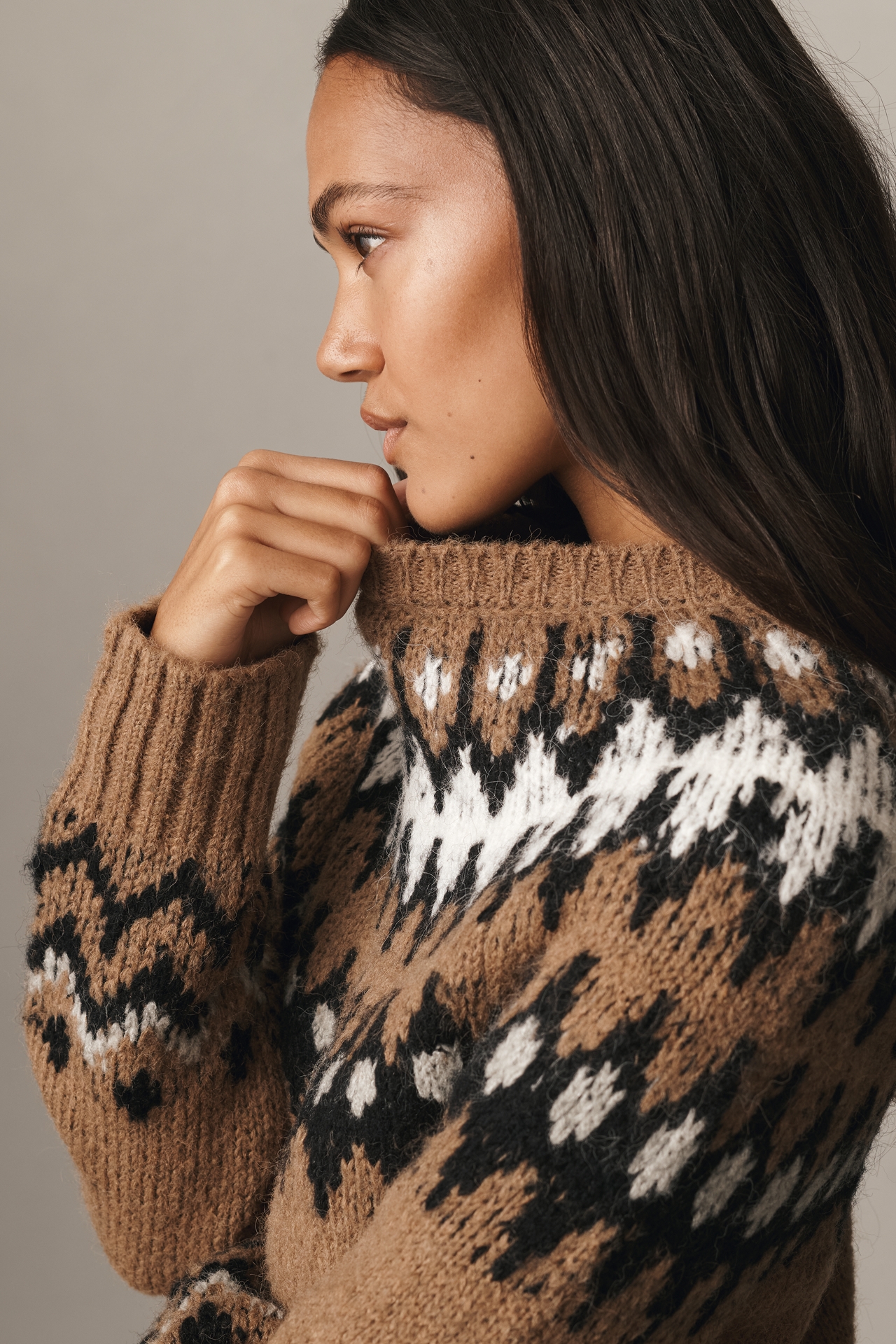 English Factory Mock-Neck Fairisle Sweater