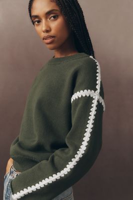 English Factory Beaded Bonjour Sweater | Anthropologie