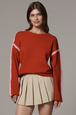 English Factory Crew-Neck Whipstitch Sweater