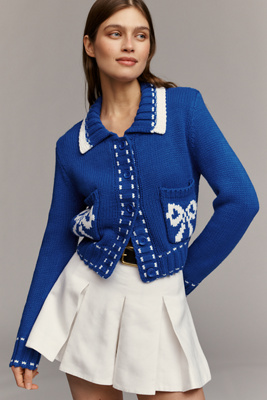 English Factory Petite Bow Pocket Cardigan Sweater