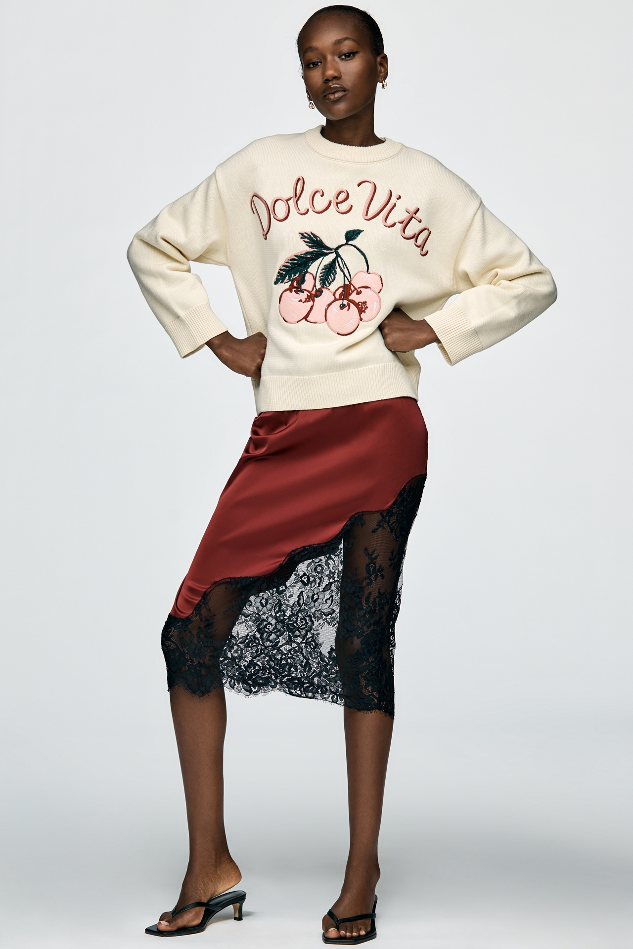 English Factory Cherry Cotton Sweater