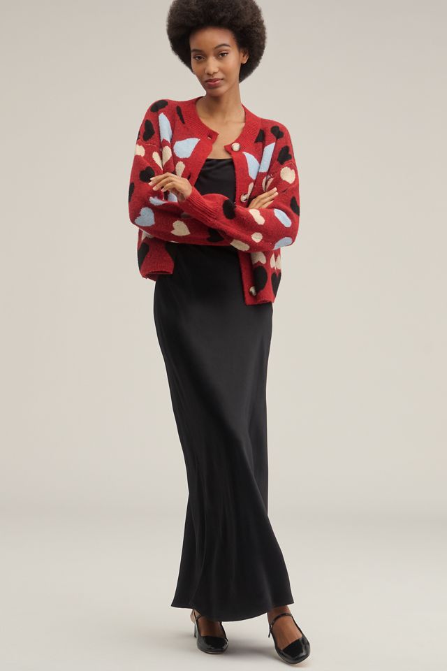 English Factory Crew-Neck Heart Icon Cardigan Sweater | Anthropologie