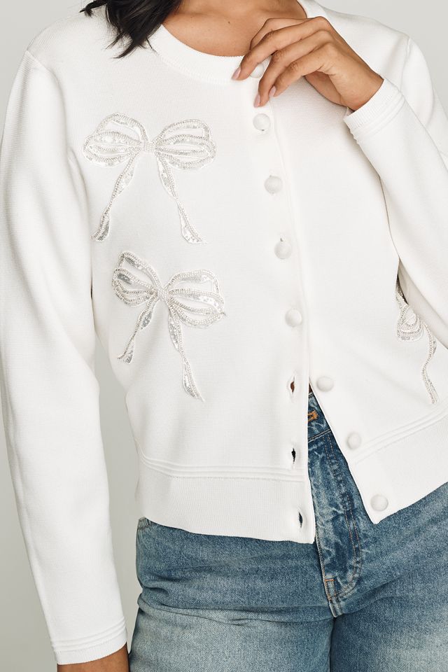 English Factory Beaded Bow Cardigan #2