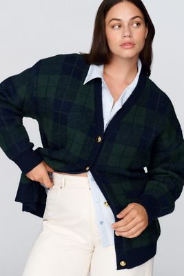 English Factory Plus Plaid Cardigan