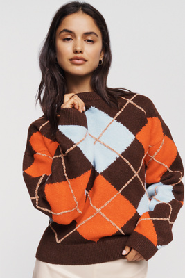 English Factory Oversized Argyle Sweater by Anthropologie