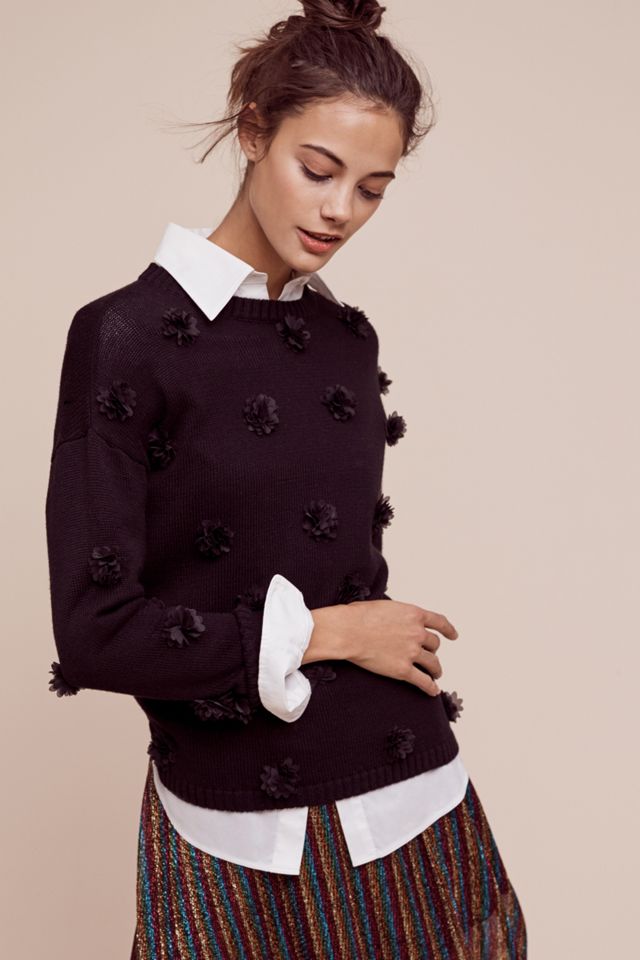 Flowerbud Applique Pullover #1