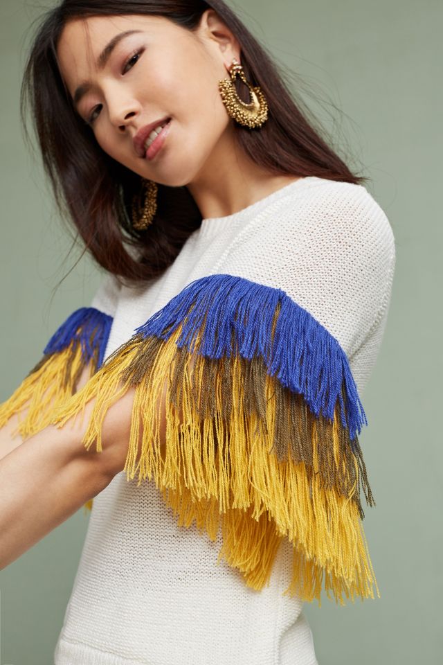 Fringed Sleeve Pullover | Anthropologie