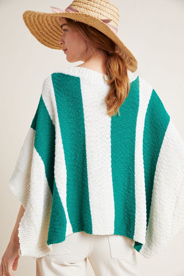 Edgley Striped Knit Poncho #1