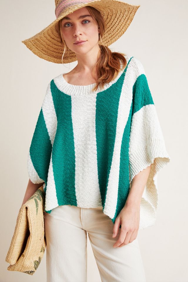 Edgley Striped Knit Poncho #3