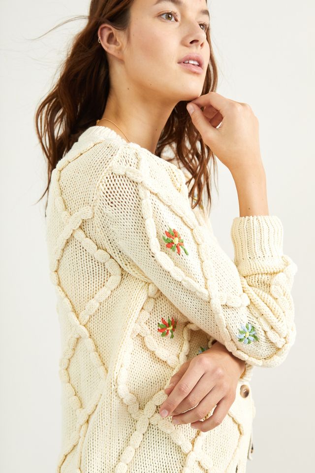 Embroidered on sale cardigan anthropologie