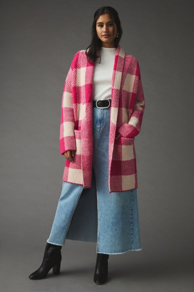 Anthropologie plaid hot sale sweater coat