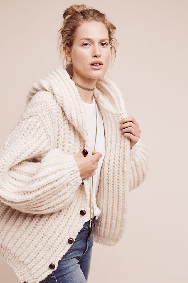 Hooded & Cabled Cardigan | Anthropologie