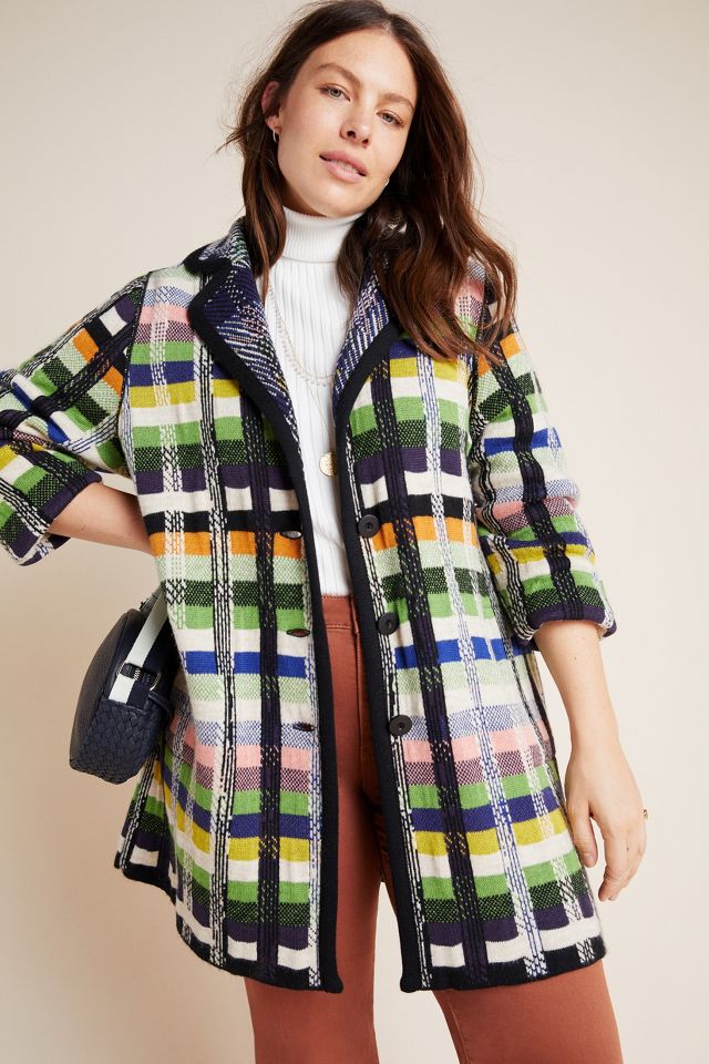 Anthropologie plaid sweater clearance coat