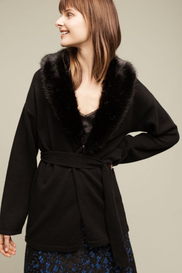 Faux-Fur Cashmere Cardigan #1