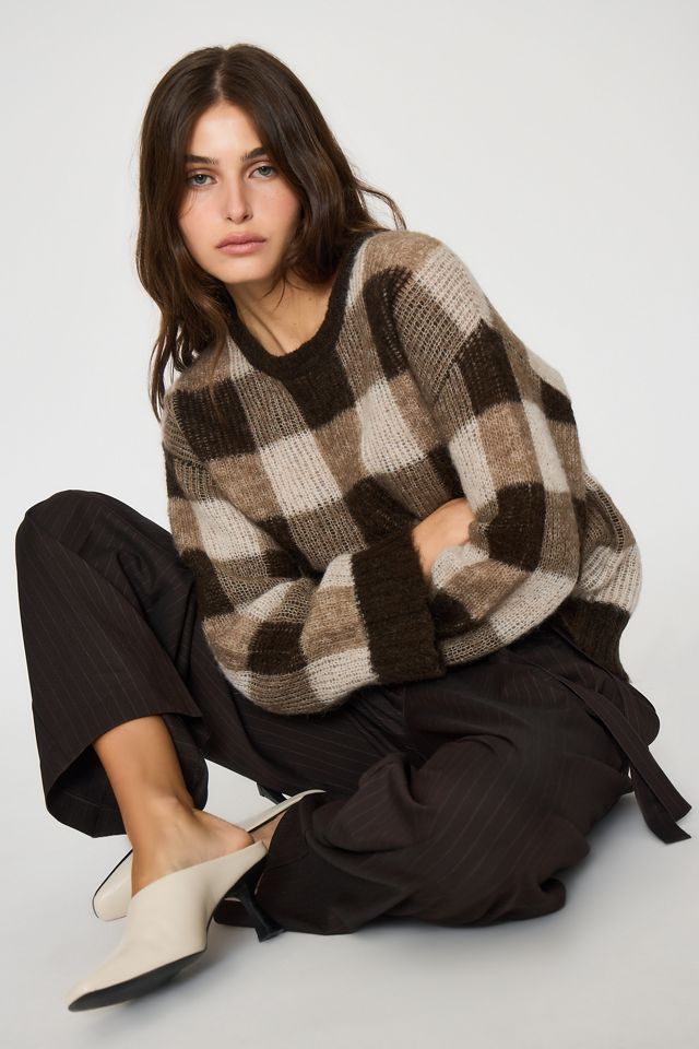 Selected Lulu Locker Karierter Woll-Mischung Pullover #2