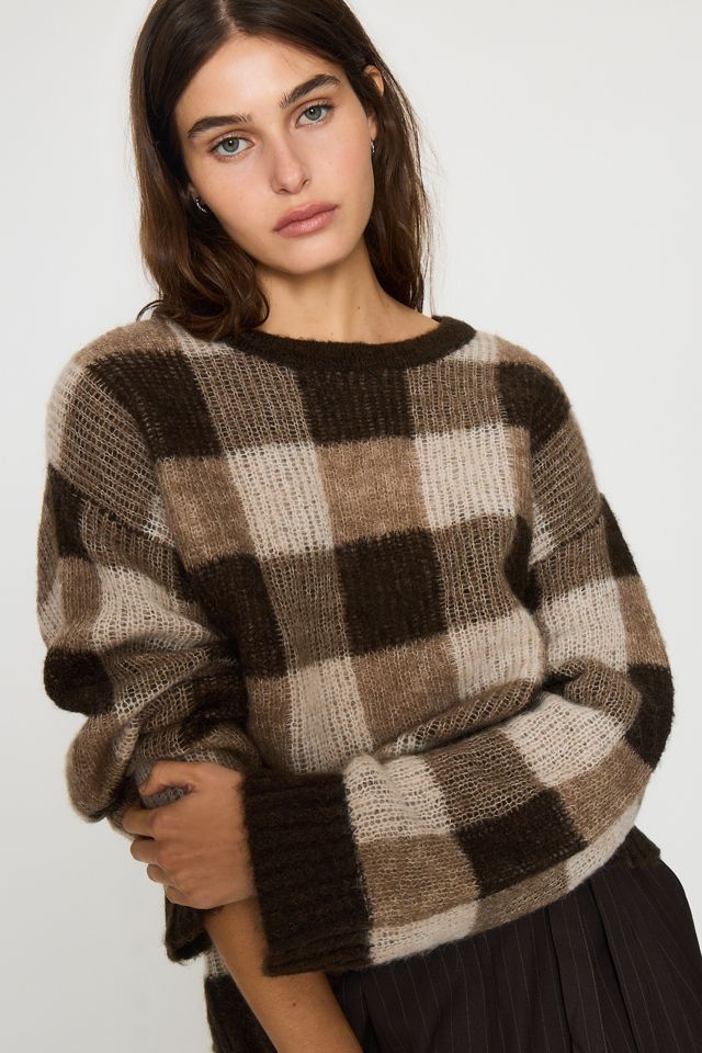 Selected Lulu Locker Karierter Woll-Mischung Pullover #3