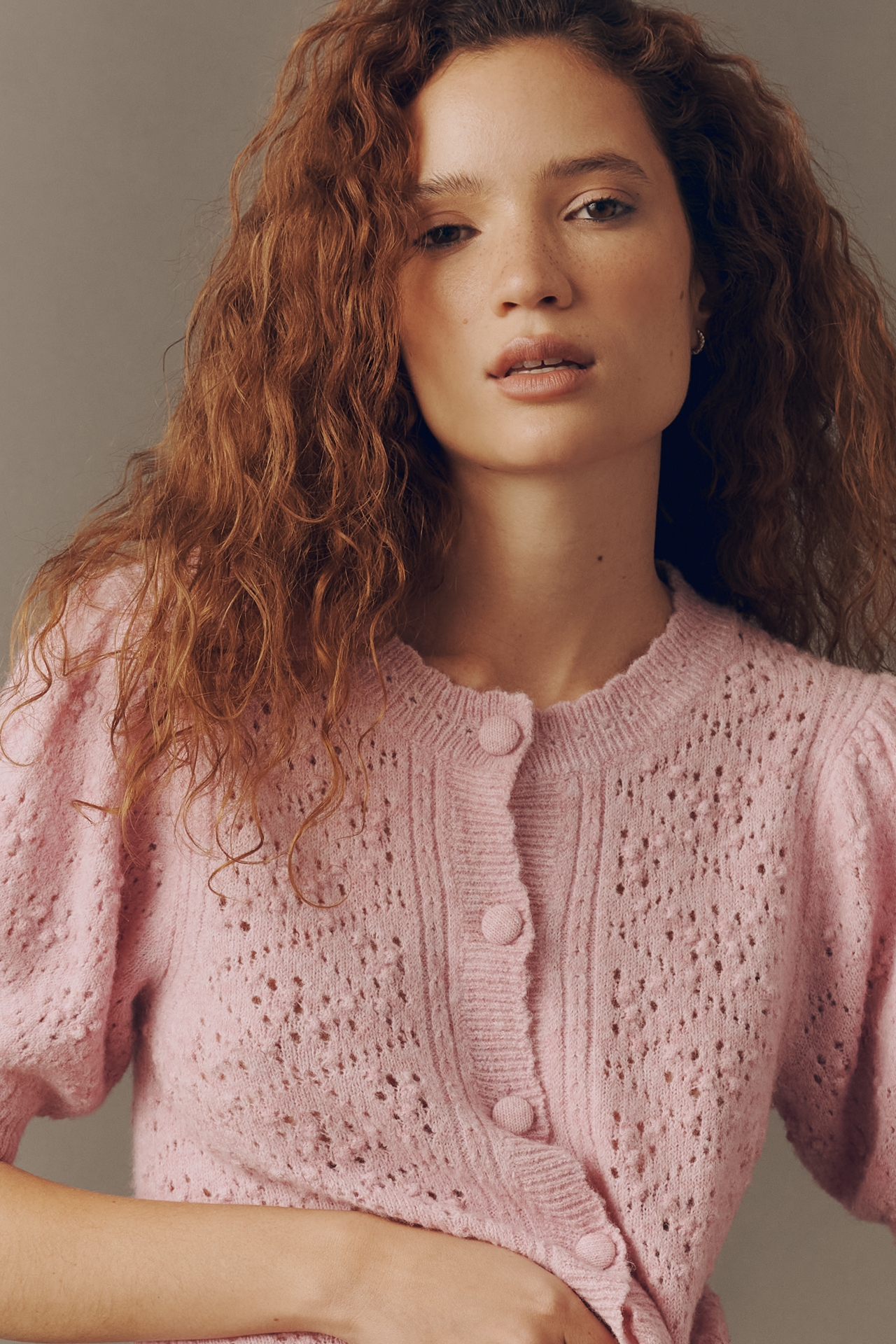 ASTR The Label Kaydence Puff-Sleeve Cardigan