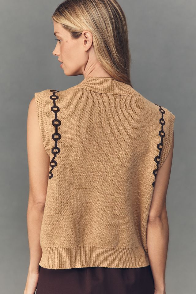 Moon River Jacquard V-Neck Cardigan Sweater Vest #1