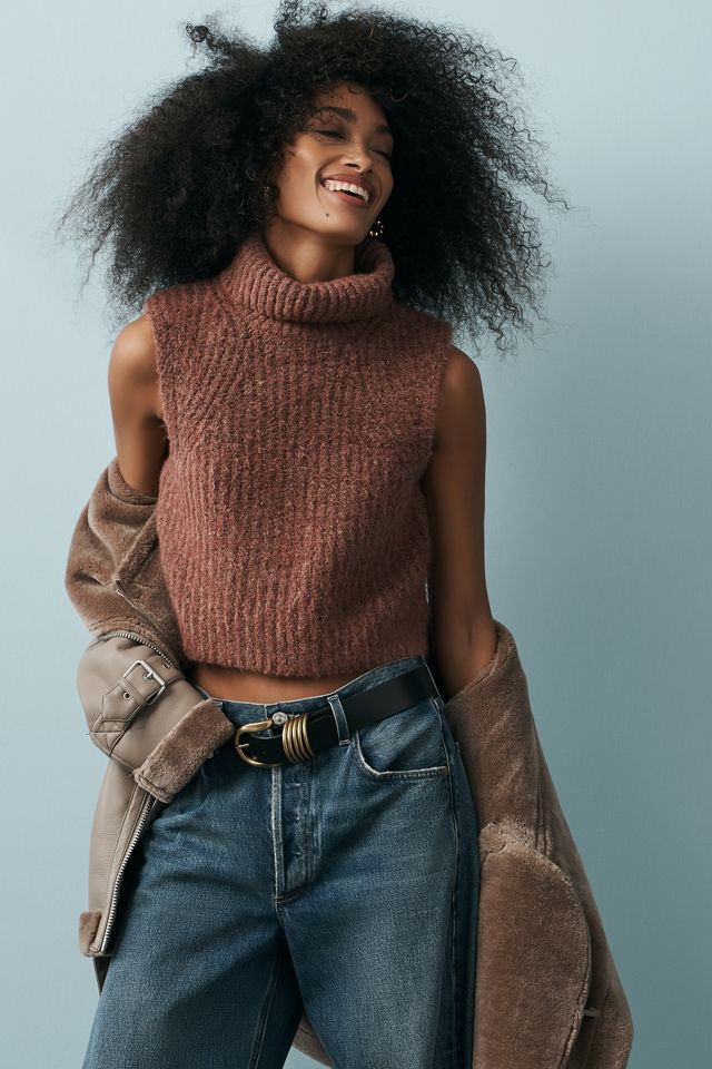 Self Contrast Turtleneck Sweater Vest | Anthropologie