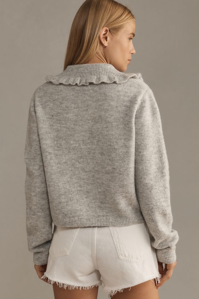 The Ainsley Ruffle-Collar Cardigan Sweater by Self Contrast #2