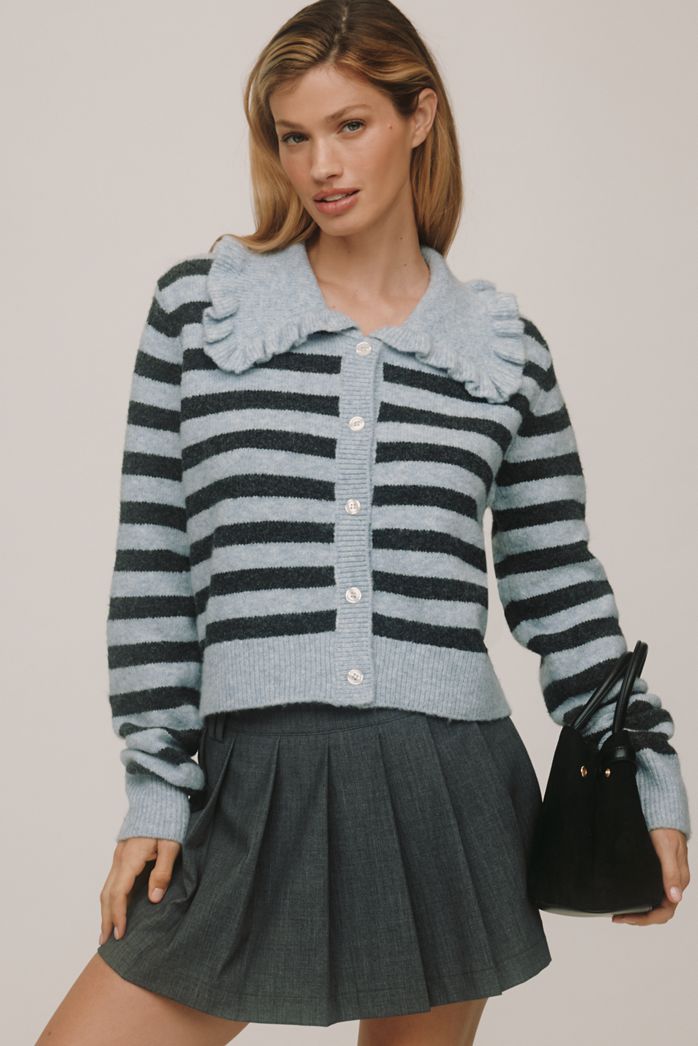 The Ainsley Ruffle-Collar Cardigan by Self Contrast