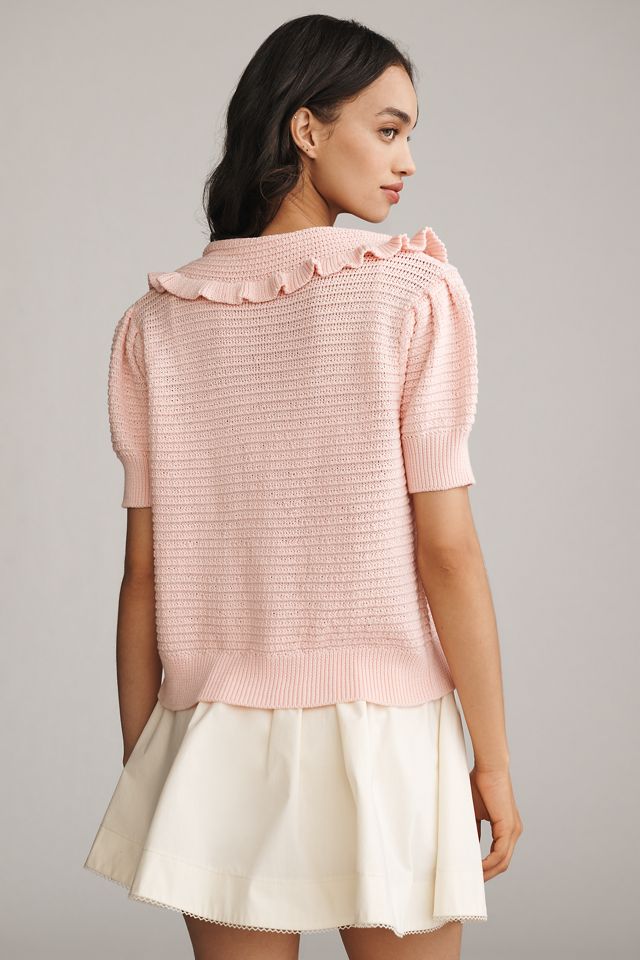 The Ainsley Ruffle-Collar Cardigan Sweater by Self Contrast: Short-Sleeve Edition #3