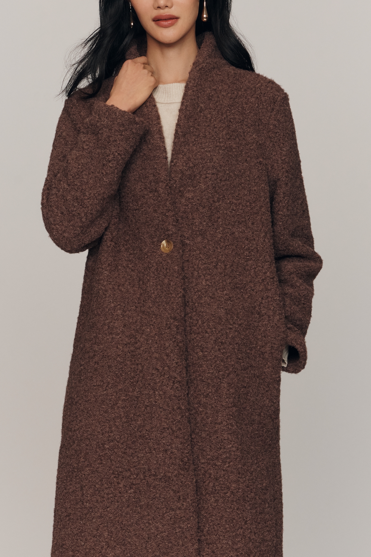 Self Contrast Bronte Open Long Cardigan Sweater