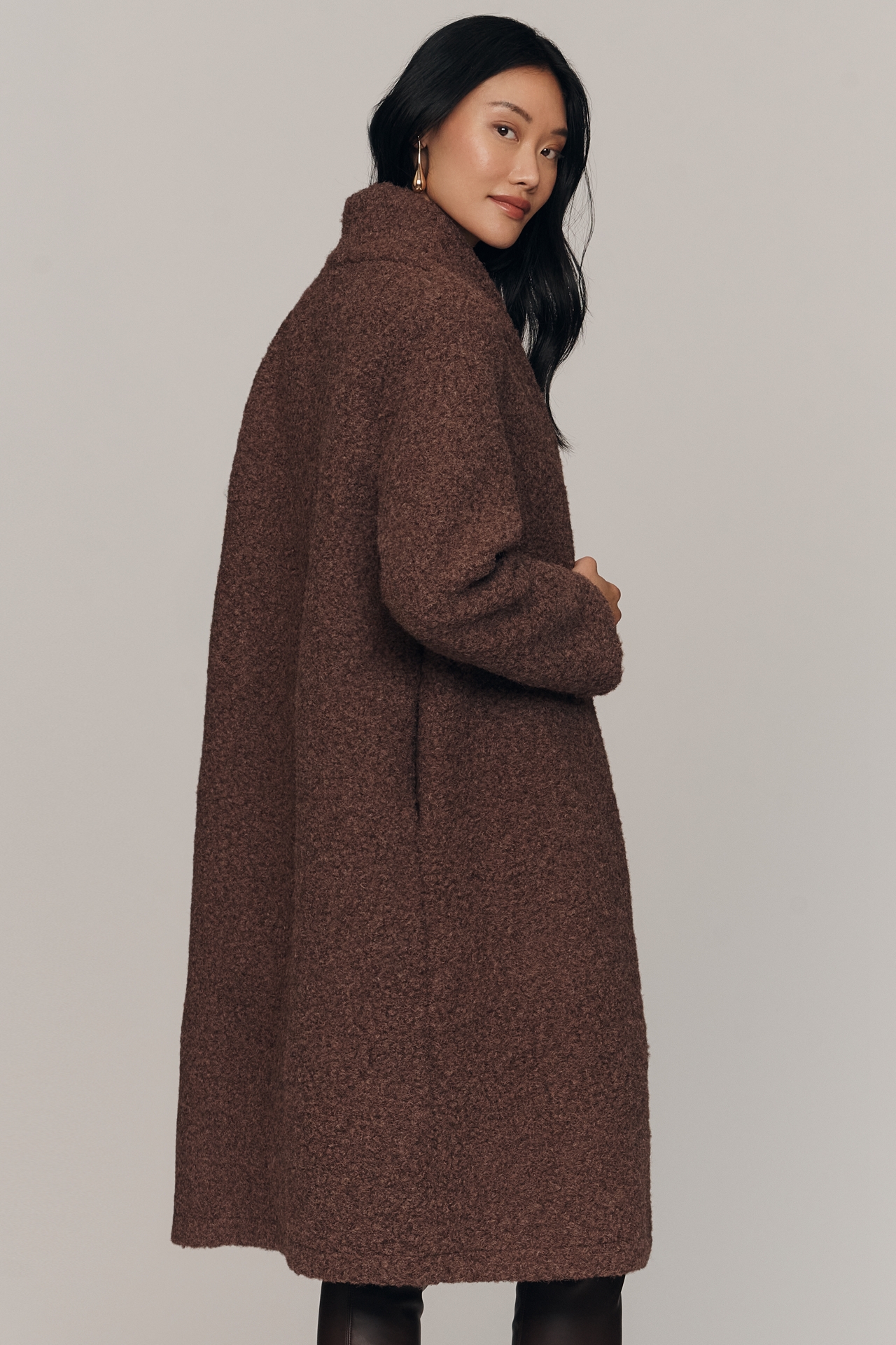 Self Contrast Bronte Open Long Cardigan Sweater