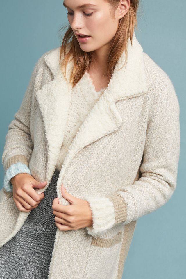 Marled sherpa sweater coat sales