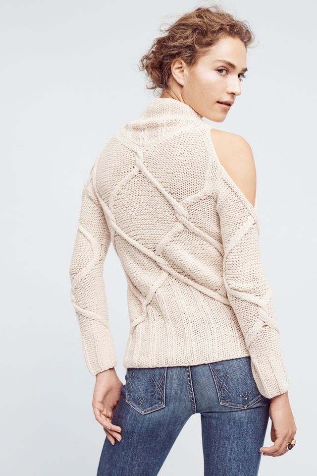 Cableknit Open-Shoulder Turtleneck #2