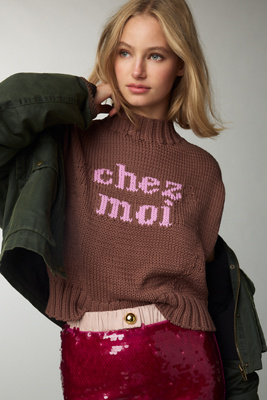 Maeve The Pippa Mock-neck Sweater By : Extended Shoulder Edition In Brown