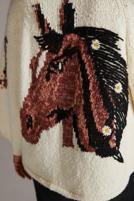 anthropologie horse cardigan