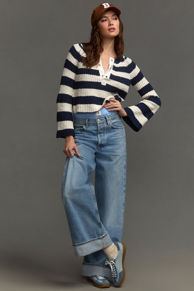 Pilcro Bell-Sleeve Henley Sweater #3