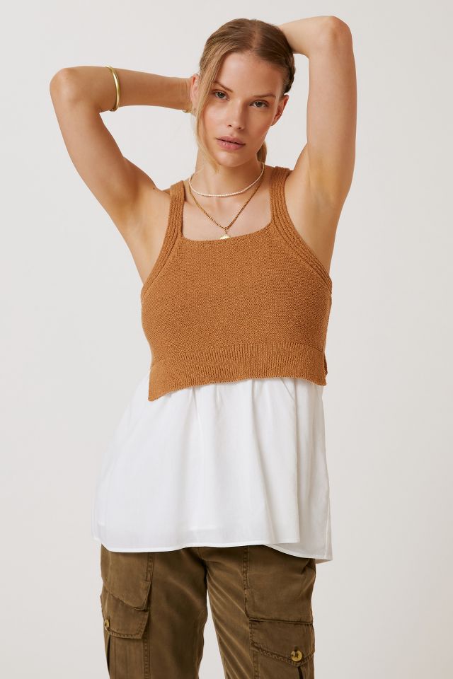Anthropologie M NWT Freida Layered Sweater Tank top Knit 140$ Medium