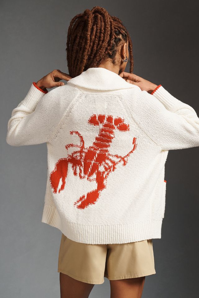 Anthropologie lobster 2025 knit cardigan