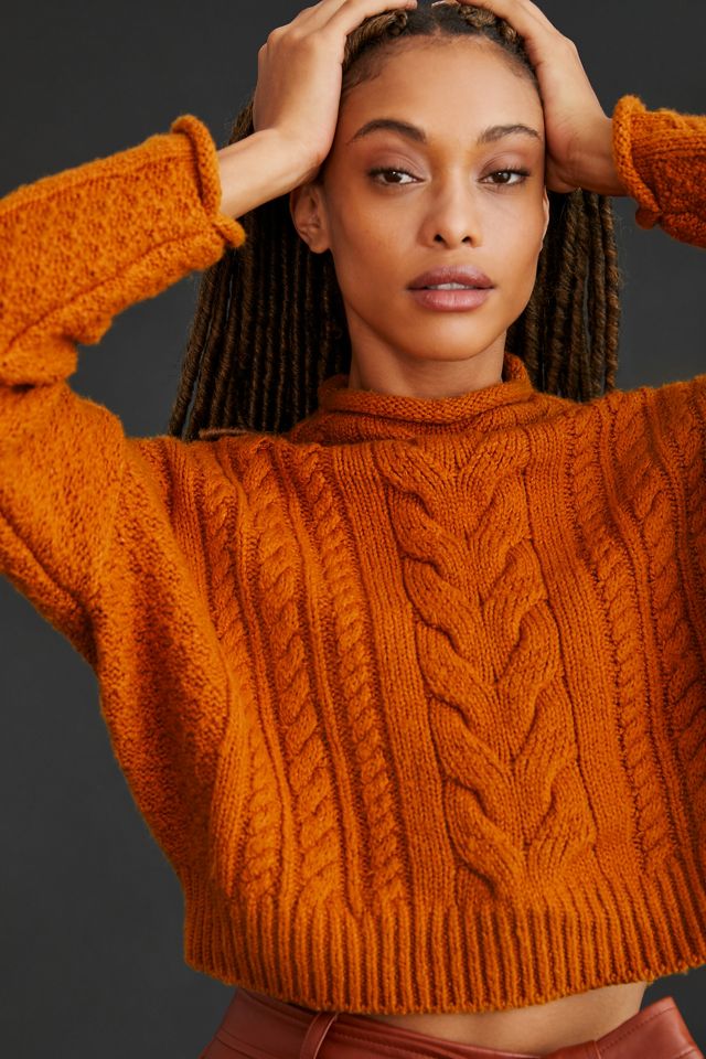 Pilcro Mock-Neck Cable-Knit Sweater #1