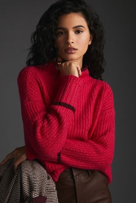 The Maeve Mock-Neck Color-Tipped Sweater | Anthropologie