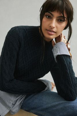 Maeve Cable-Knit Layered Sweater | Anthropologie