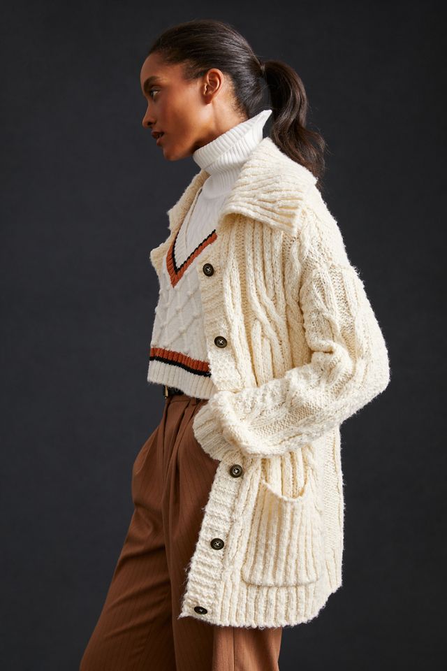 Pilcro Cable-Knit Cardigan Sweater #1