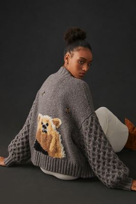 Pilcro Bear Cardigan Sweater
